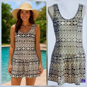 En Creme Beach Swimsuit Boho Cover Up Tank Dress Neutral Sz M NEW